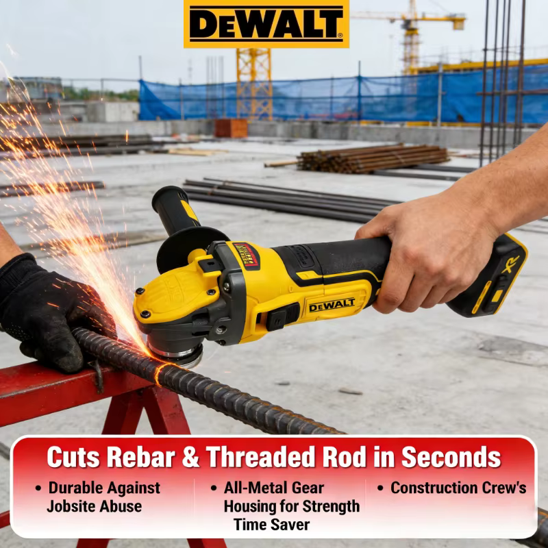 Meuleuse d'angle sans fil DEWALT DCG409 sans balais 20V : machine portable rechargeable de 125 mm pour la découpe