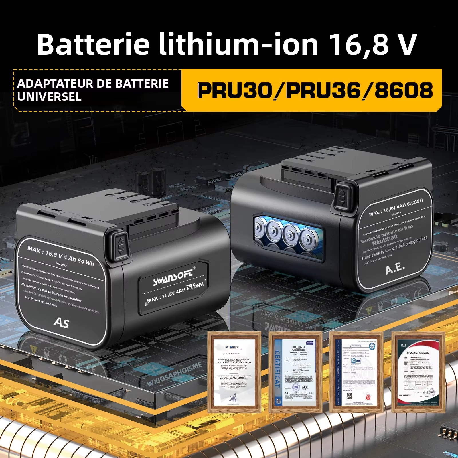 Ensemble de cisailles électriques SWANSOFT 36 mm et mini-tronçonneuse électrique de 6 pouces avec deux batteries 4 Ah