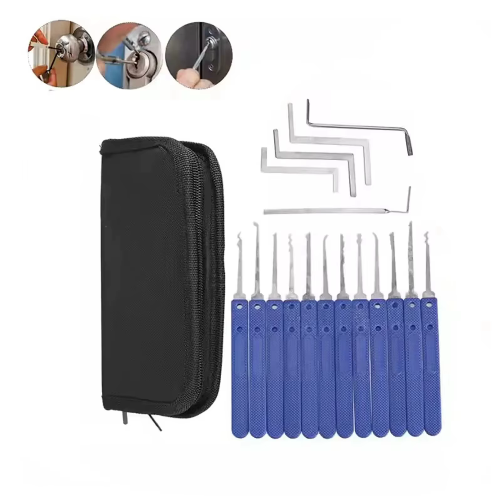 Kit de serrurier professionnel de 17 pièces avec poignée