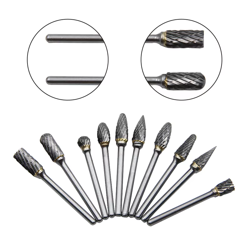 Ensemble de 3 têtes de meulage rotatives à double rayure 6 mm pour ponceuse électrique, polissage du bois, accessoires de sculpture DIY