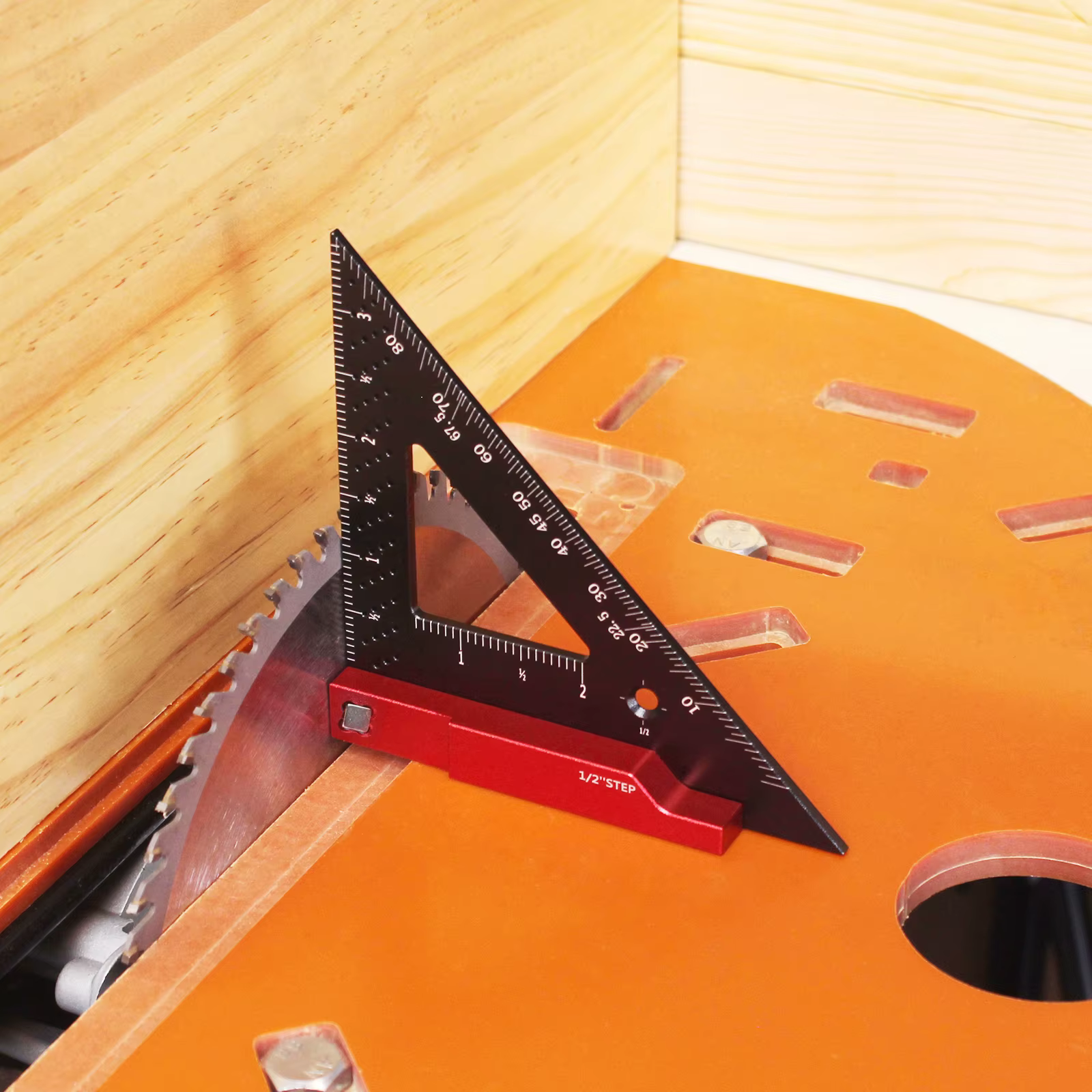 Outil carré de charpentier avec arrêt