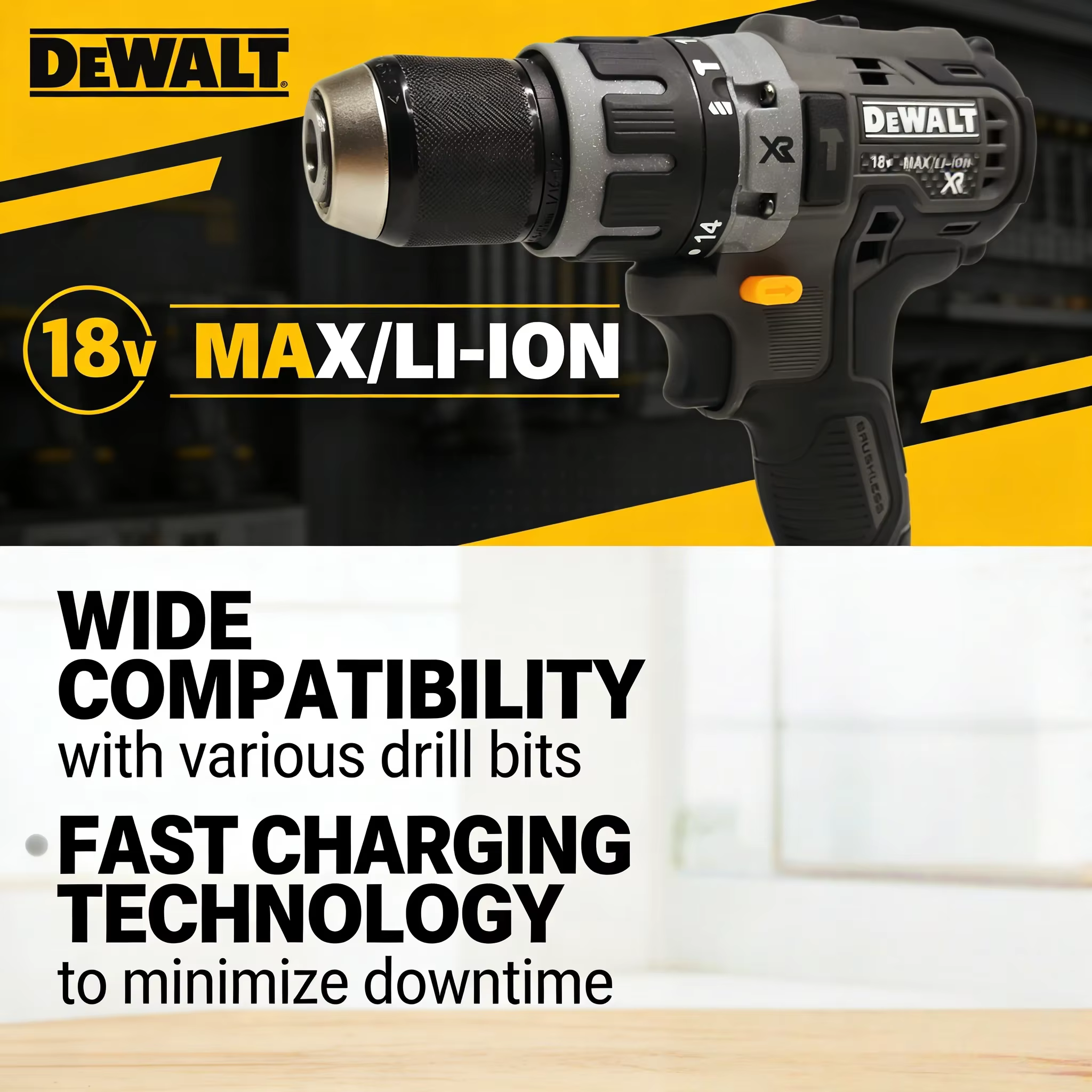 Perceuse-visseuse compacte sans balais DEWALT DCD791 : Outil électrique sans fil rechargeable multifonctionnel pour des applications polyvalentes