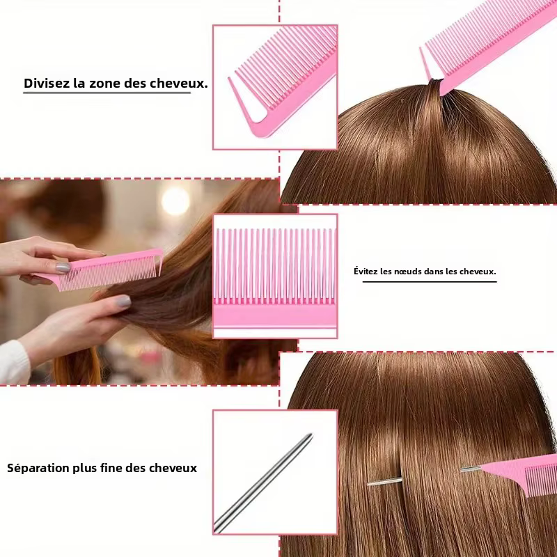 Ensemble d'outils pour boucles de cheveux, 2 pièces, tresse française, peigne à queue de Rat, 1 pièce, bandes élastiques en caoutchouc, dissolvant de coupe, 4/5 pièces/ensemble