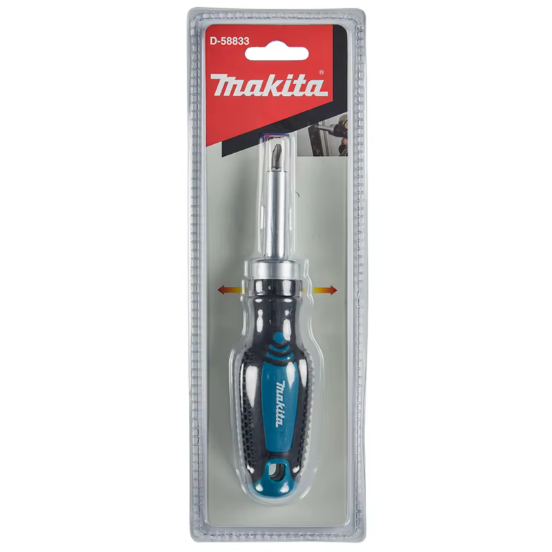 Makita D-58833 tournevis magnétique à cliquet embout remplaçable positif négatif antidérapant multifonctionnel facile à transporter outils à main
