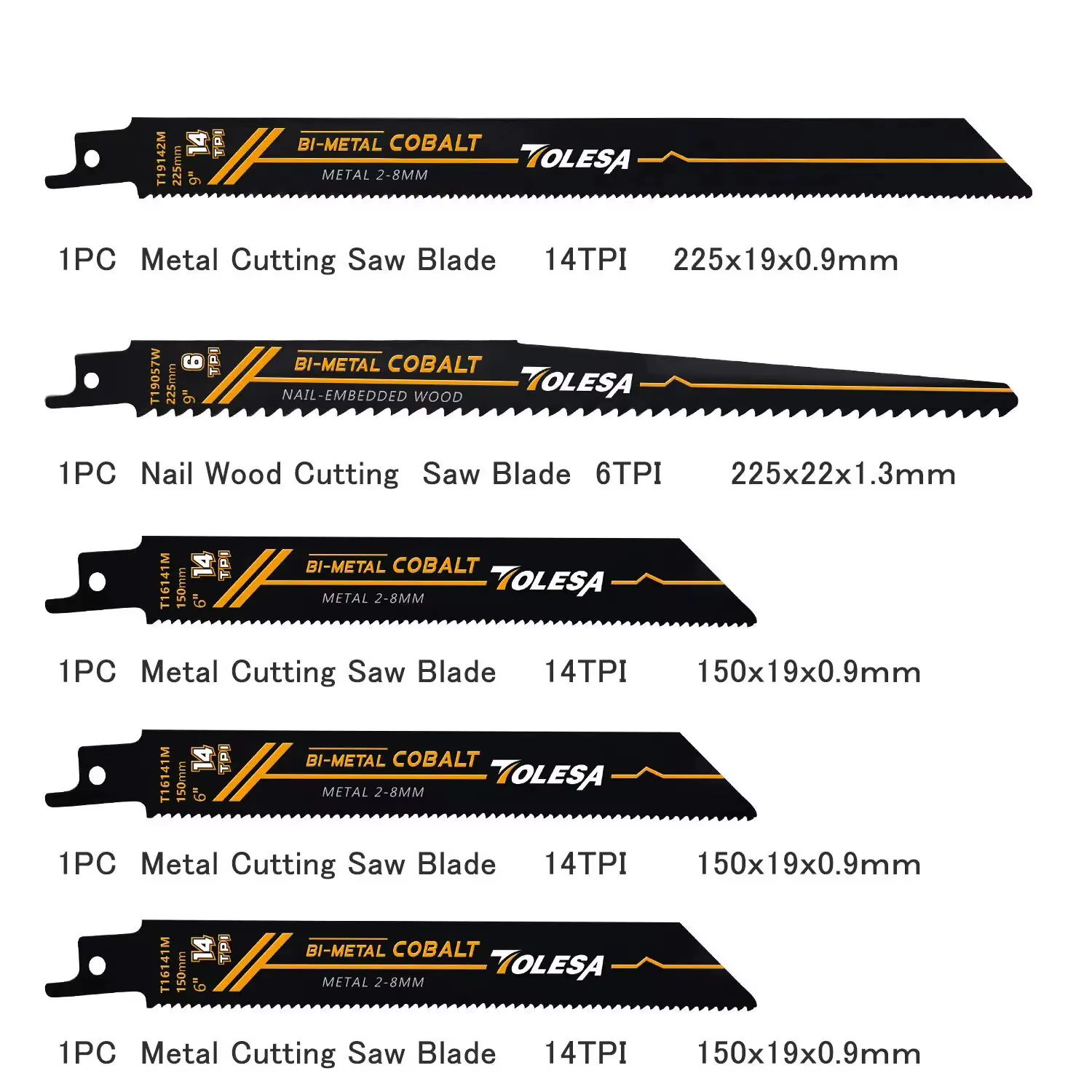 TOLESA 10 pièces lames de scie bi-métal alternatives pour l'élagage du bois PVC coupe métal lourd