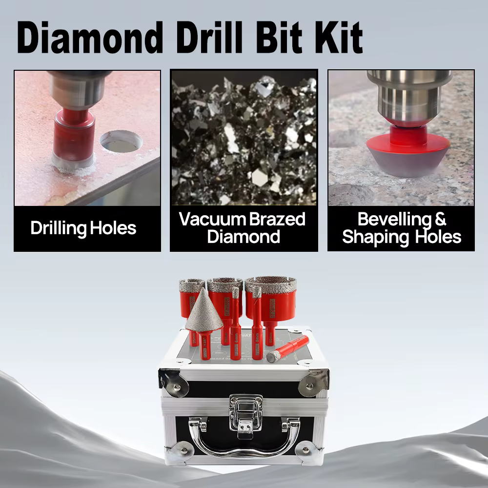 DIATOOL diamant forets Kit Triangle tige trou scie noyau couronne marbre granit porcelaine carrelage céramique