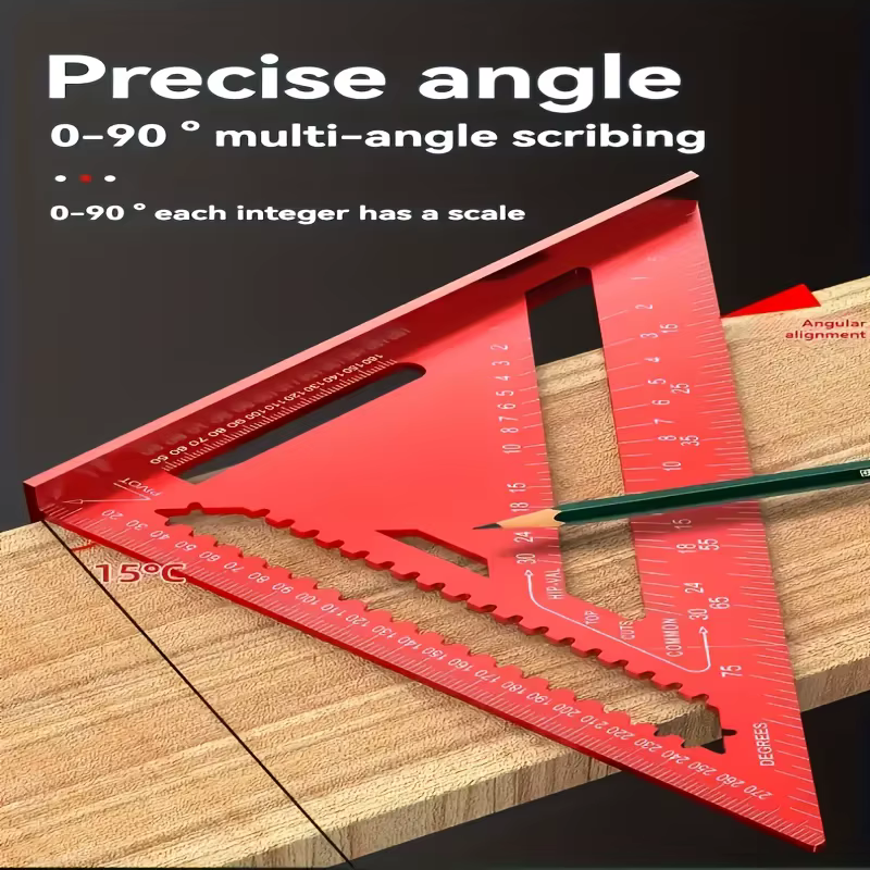 Carré en aluminium de précision-règle triangulaire rouge pour le travail du bois