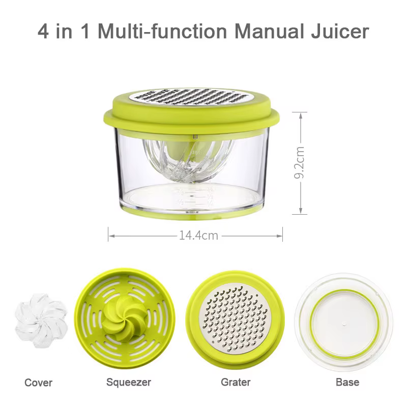 Presse-fruits manuel multifonctionnel avec tasse à mesurer intégrée, chauffe-citron, orange, râpe, séparateur René, Ju479, 4 en 1
