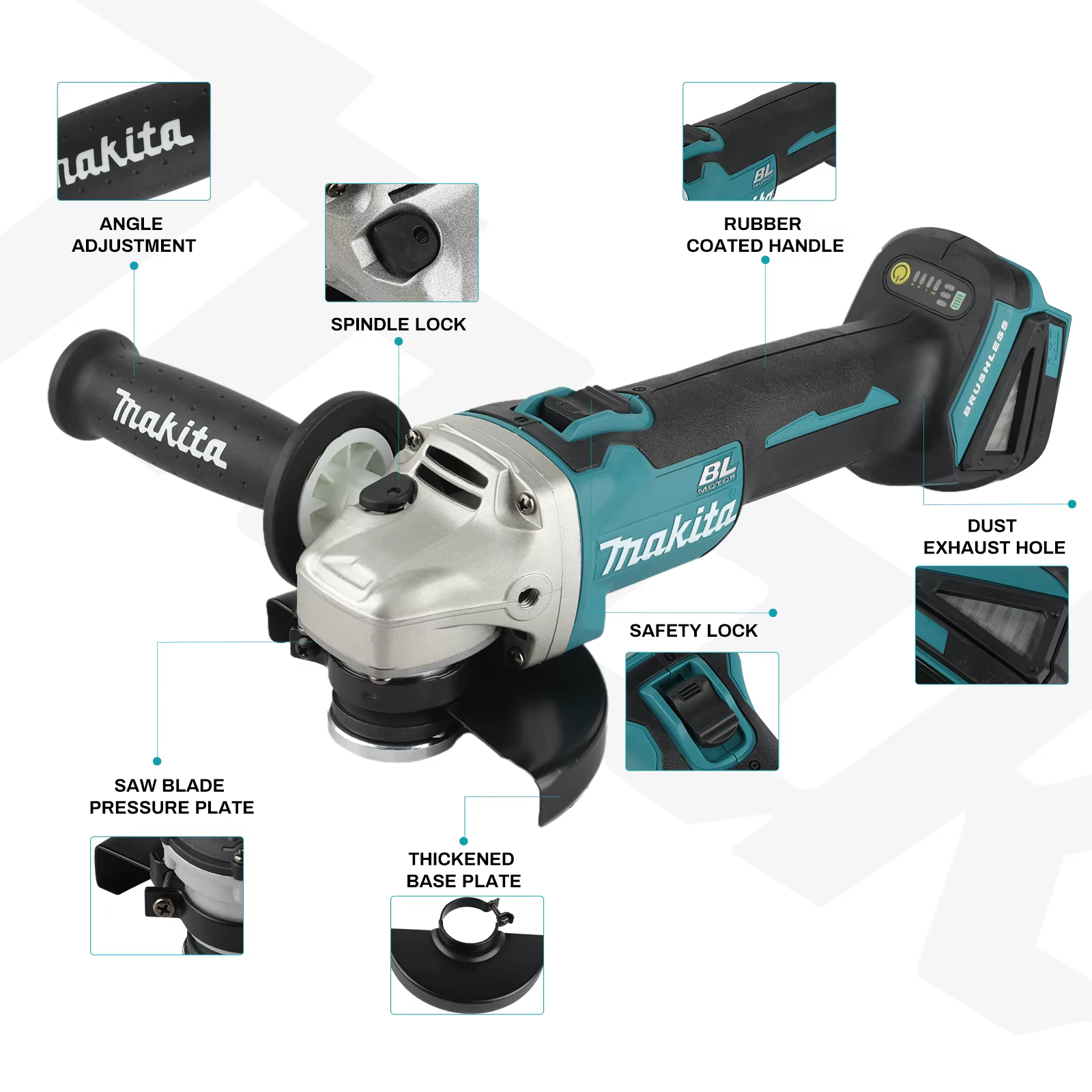 Outil de découpe et de meulage multifonctionnel rechargeable sans balais Makita DGA504 18V 6.0Ah 125mm