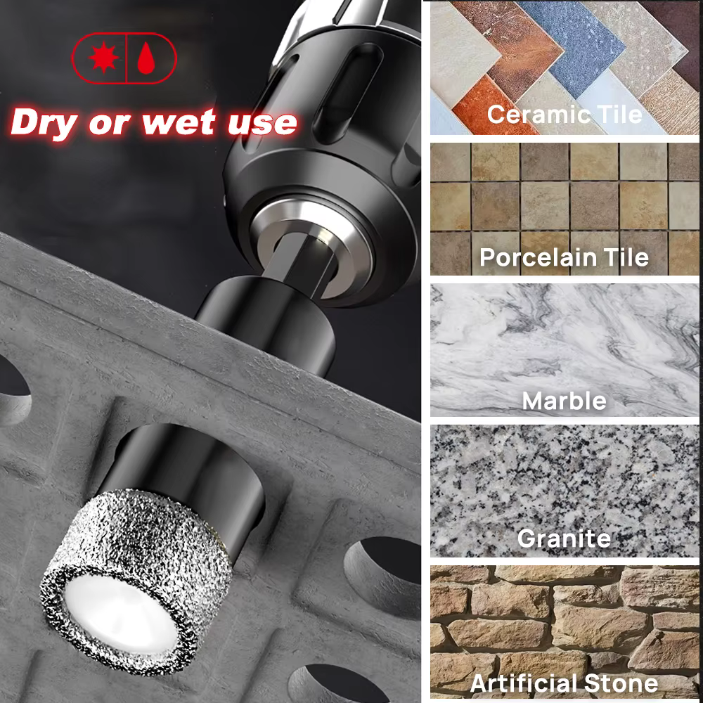 Diatool 6/8/10/12/14mm diamant foret Kit d'outils coupe-carreaux pour marbre céramique sec trou humide scie noyau peu