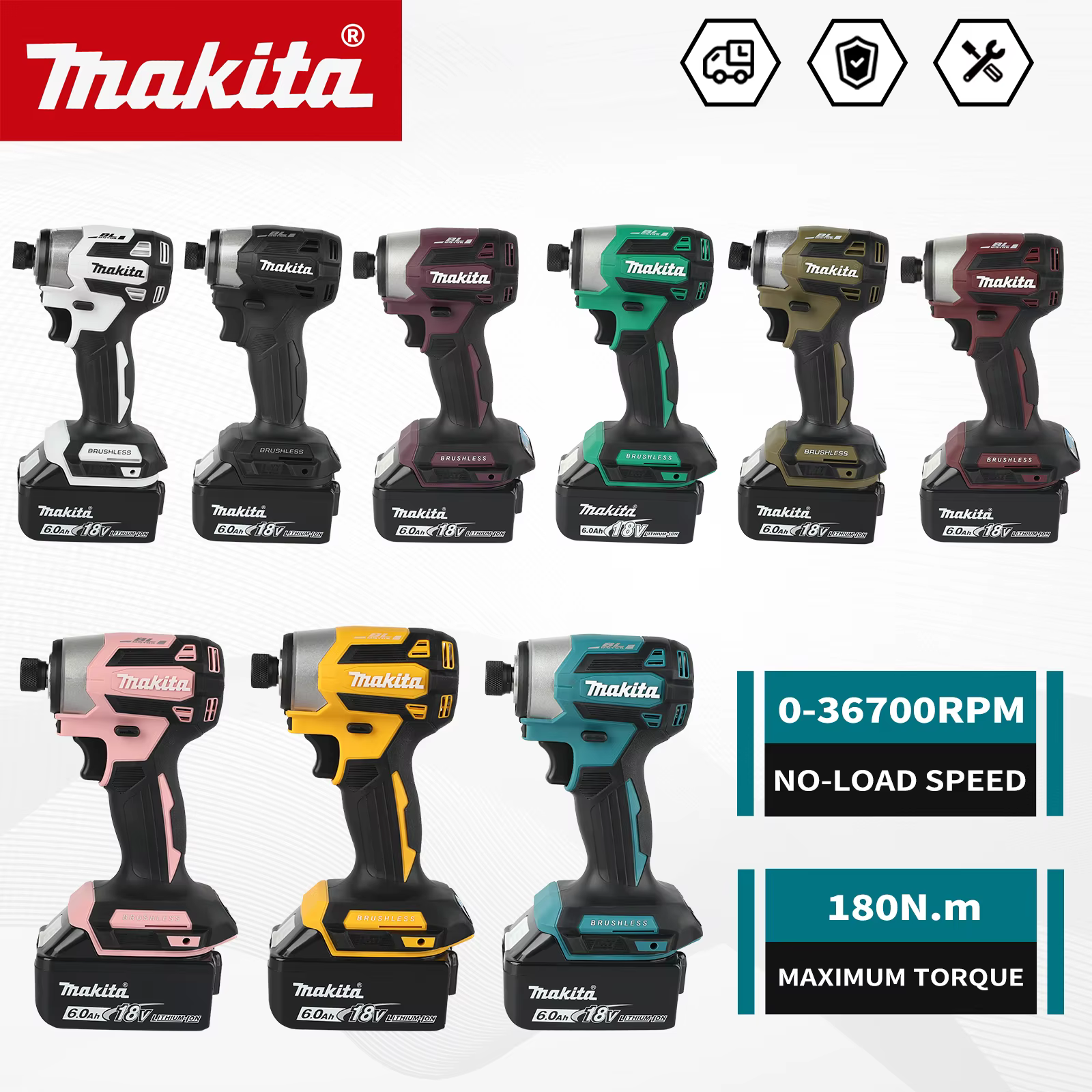 Makita DTD173 Visseuse à chocs sans balais |   180 Nm de couple maximal avec mode T pour le travail du bois, des boulons et des métaux
