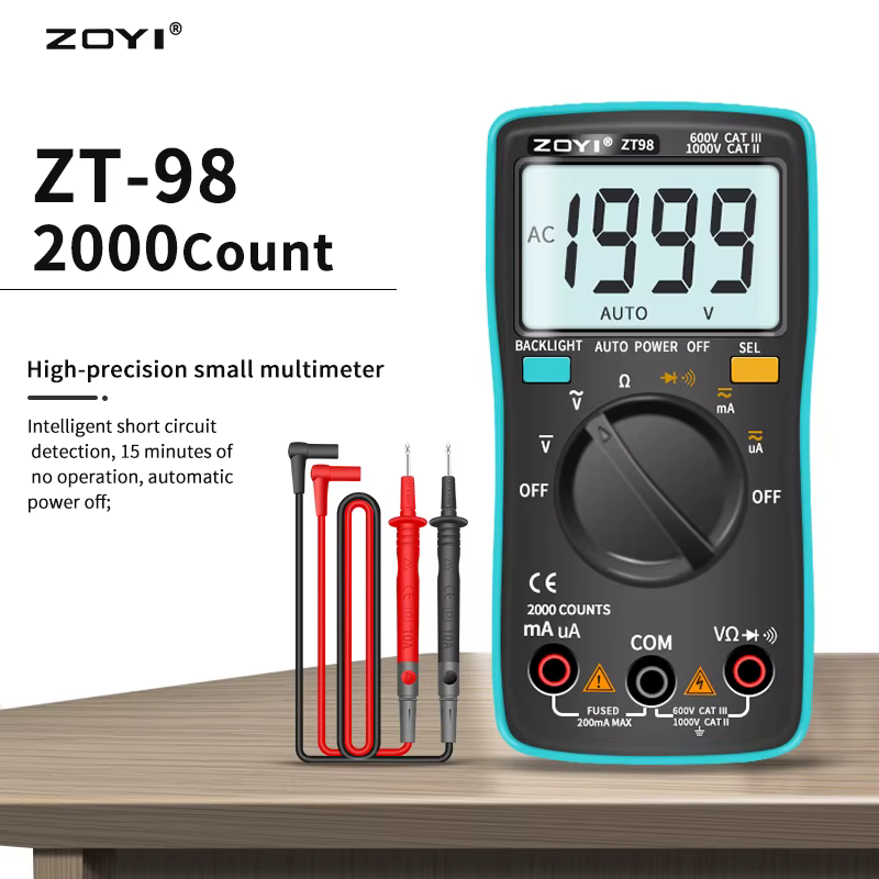 ZOYI multimètre numérique ampèremètre voltmètre résistance fréquence rétro-éclairage mètre tension Diode
