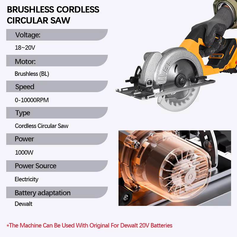 Scie circulaire électrique sans balais Electric Goddess 5 pouces Pour batterie Dewalt 20V Outil