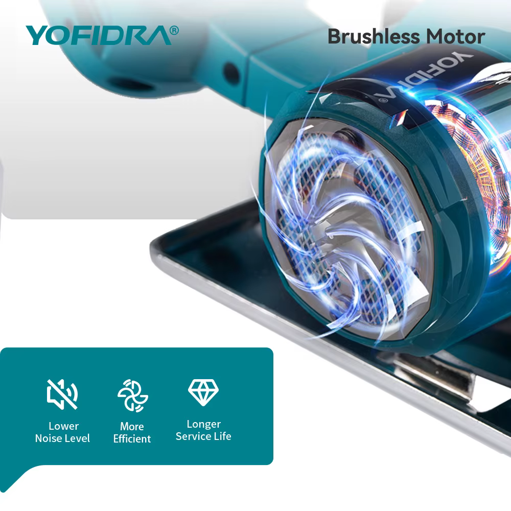 YOFIDRA 5 pouces 10800 tr/min scie circulaire électrique sans brosse sans fil 45 ° Outil