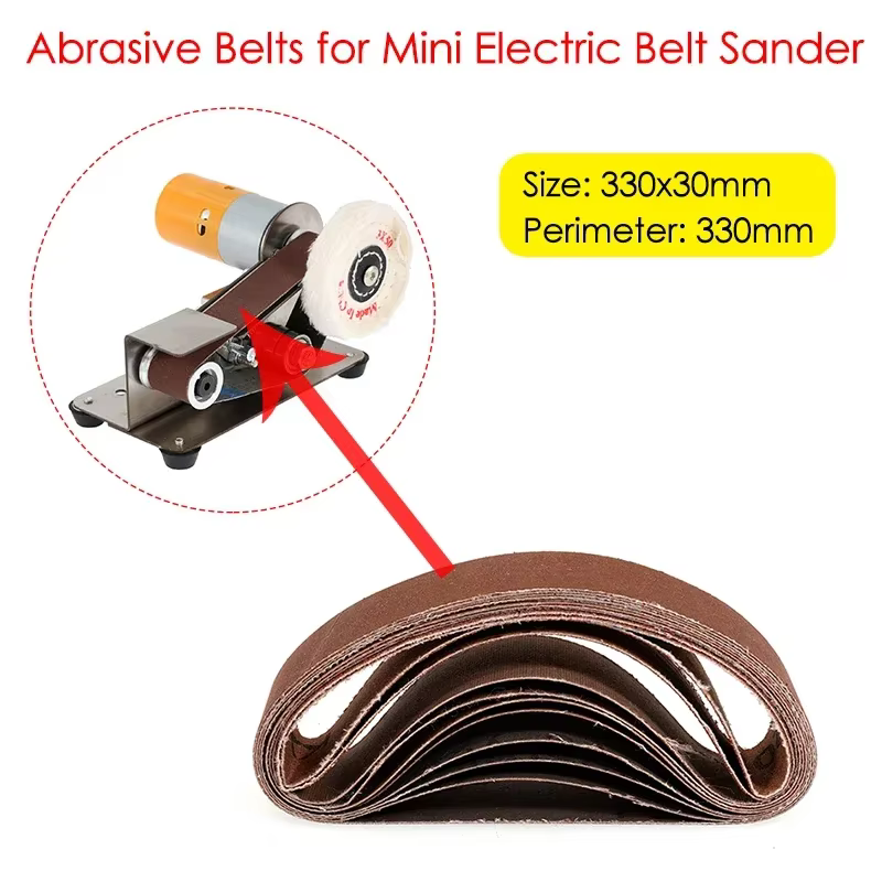 10/20/50 pièces courroies abrasives pour Mini Machine à bande électrique 330x30mm P120/320/600/800/1000 ceintures