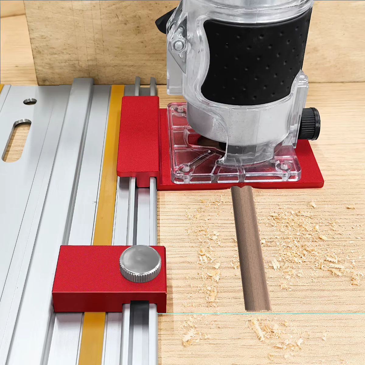 Adaptateur de rail de guidage pour routeur en alliage d'aluminium pour le travail du bois ou 2 butées
