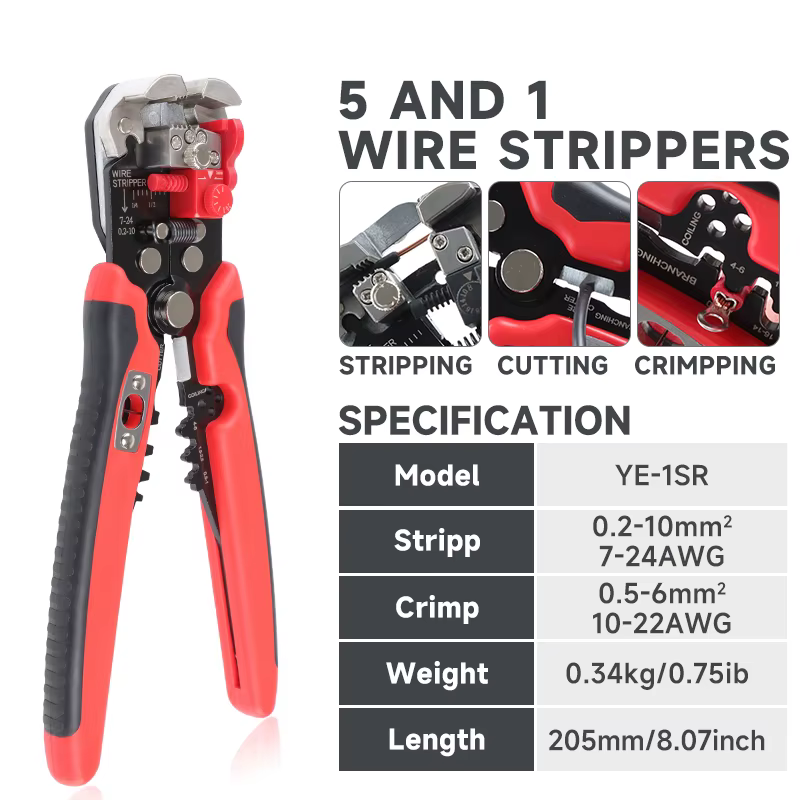 Outils de dénudage de fil pince multi-outils YES-1R automatique 5 en 1 coupe-dénudage sertissage câble fil électricien