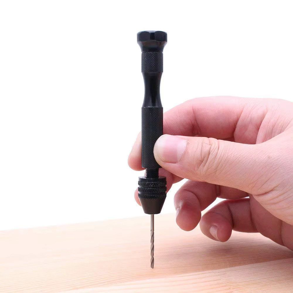 Perceuse à main d'étau à broche de précision avec jeu de micro forets hélicoïdaux