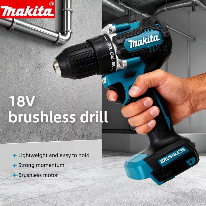 Perceuse électrique au lithium Makita DDF487 18V : outil rechargeable sans balais à couple élevé de 10 mm