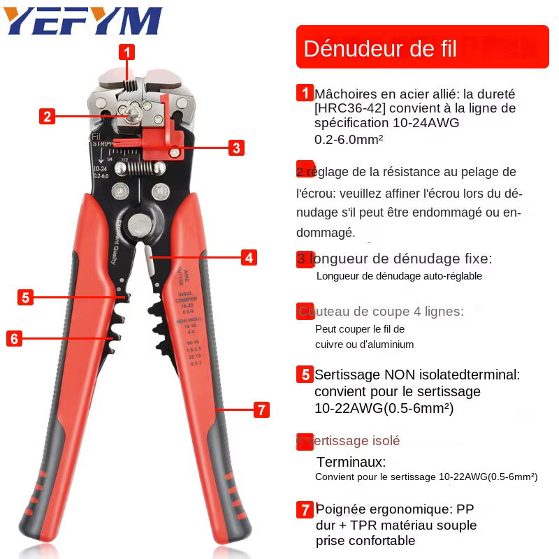 YEFYM YE-1 – pince à dénuder automatique 3 en 1