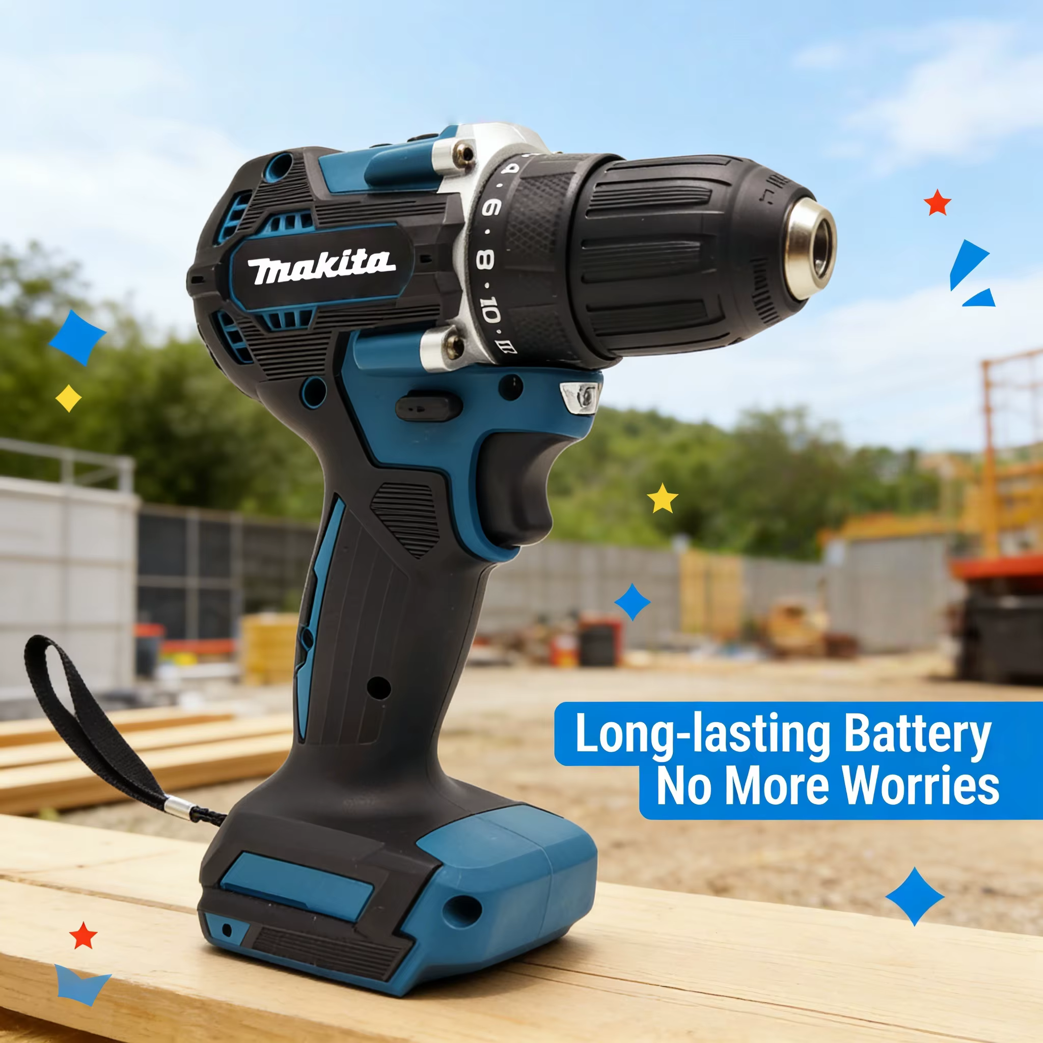 Perceuse électrique au lithium Makita DDF487 18V : outil rechargeable sans balais à couple élevé de 10 mm