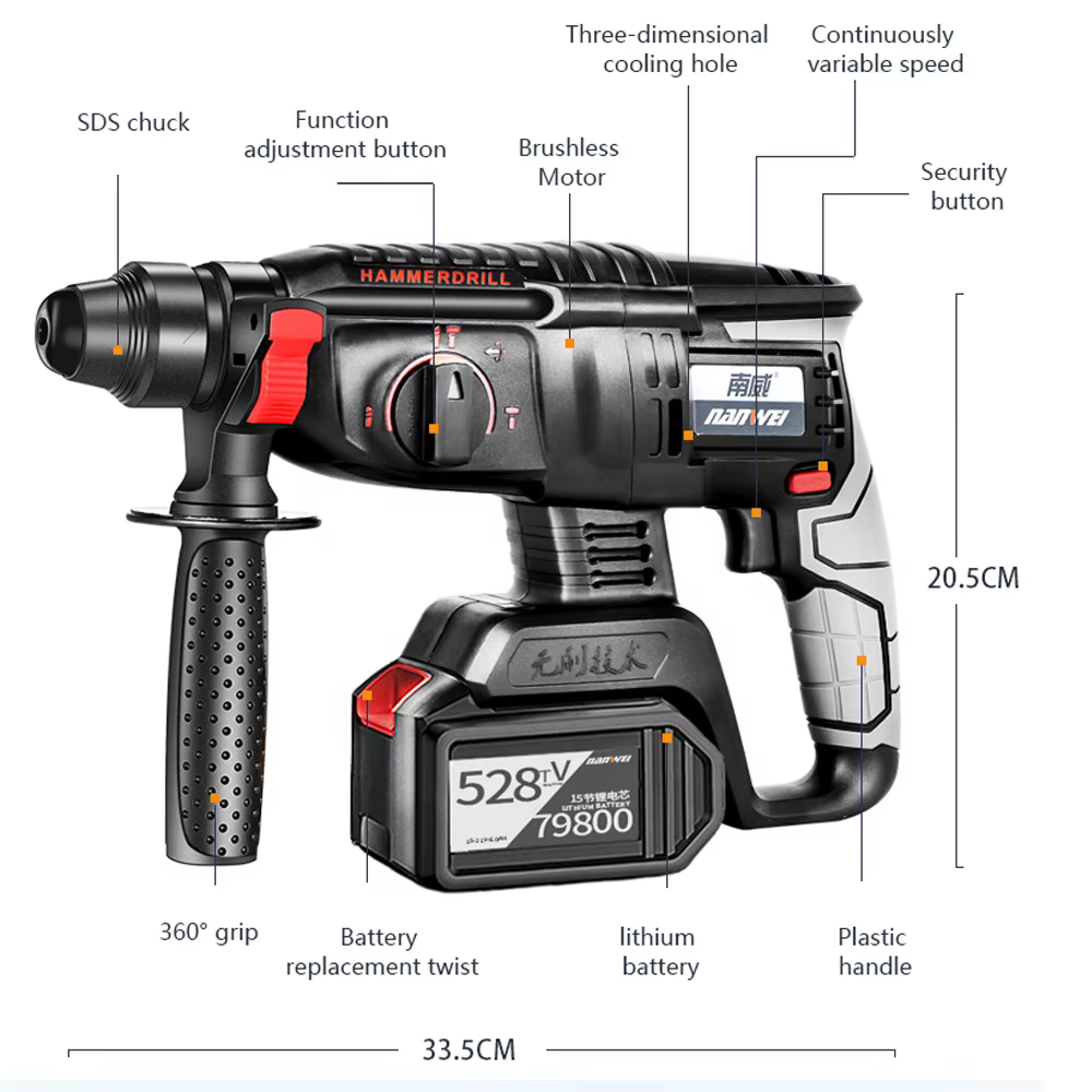 Marteau perforateur sans fil, marteau perforateur sans balais en promotion