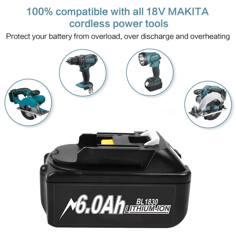 18V batterie for makita bl1850b li-ion 18v 6Ah BL1840B BL1860 BL1890 BL1815 BL1830 BL1835 BL1845 Perceuses sans fil Batteries LXT 400