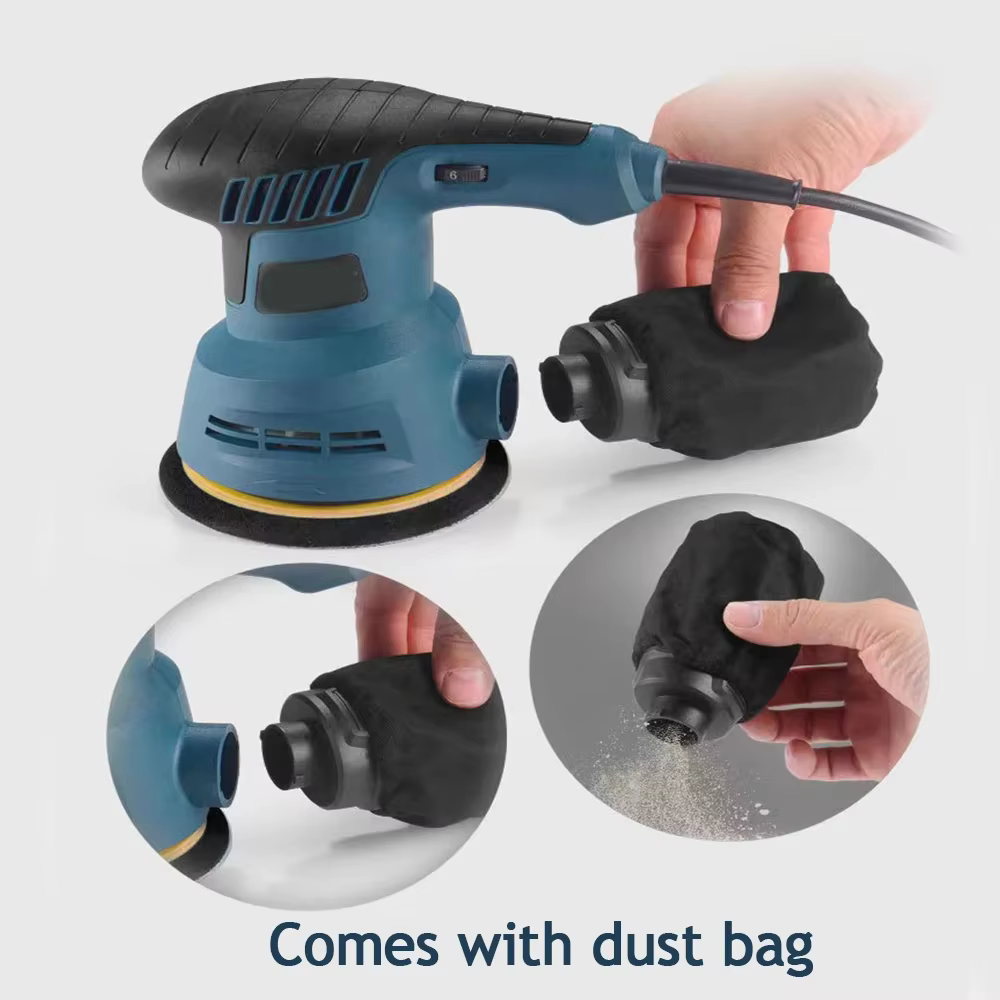 Ponceuse excentrique électrique avec boîte à poussière