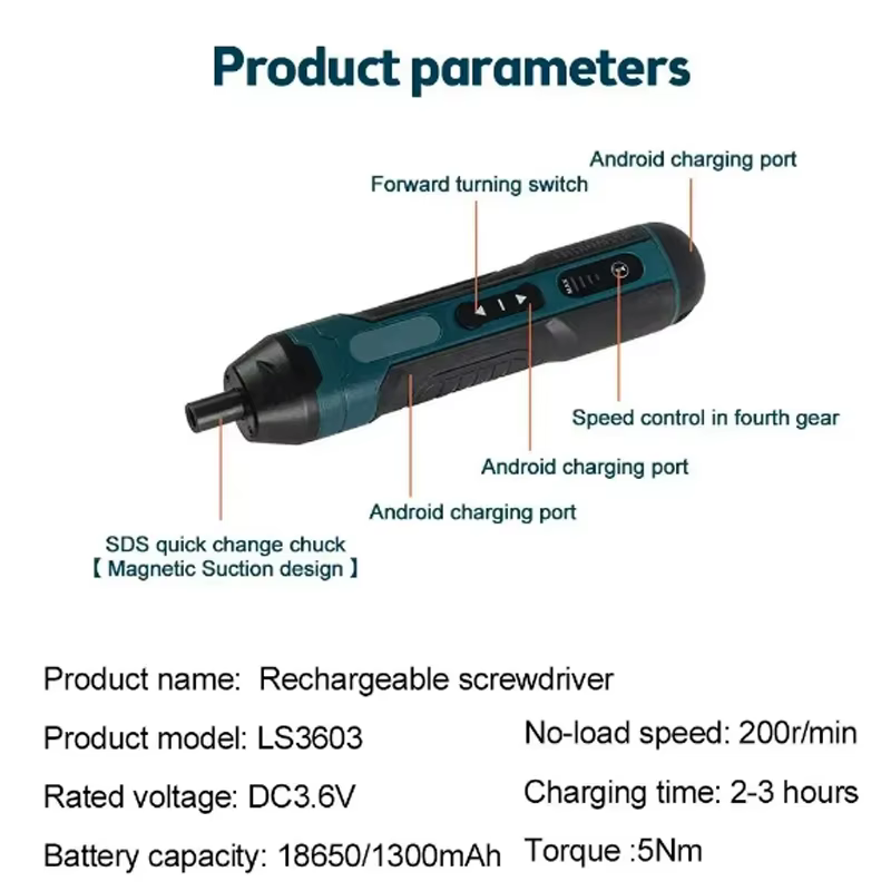 Mini tournevis électrique sans fil 1300mah
