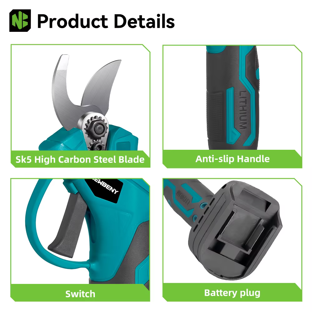 NEWBENY – scie électrique sans balais de 6 pouces + ensemble de sécateurs électriques de 30mm