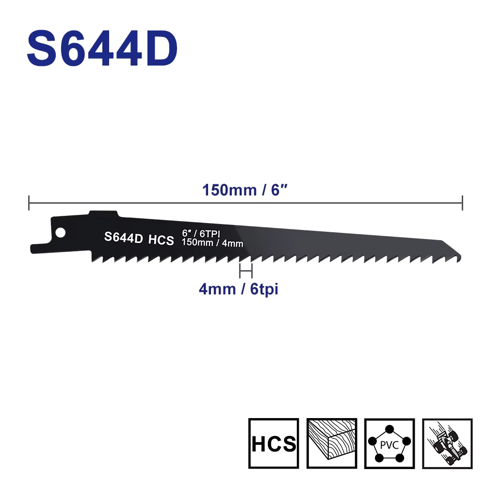 XCAN 1/2/5 pièces S644D lames de scie alternative 6 pouces 6TPI HCS sabre pour couper le bois PVC