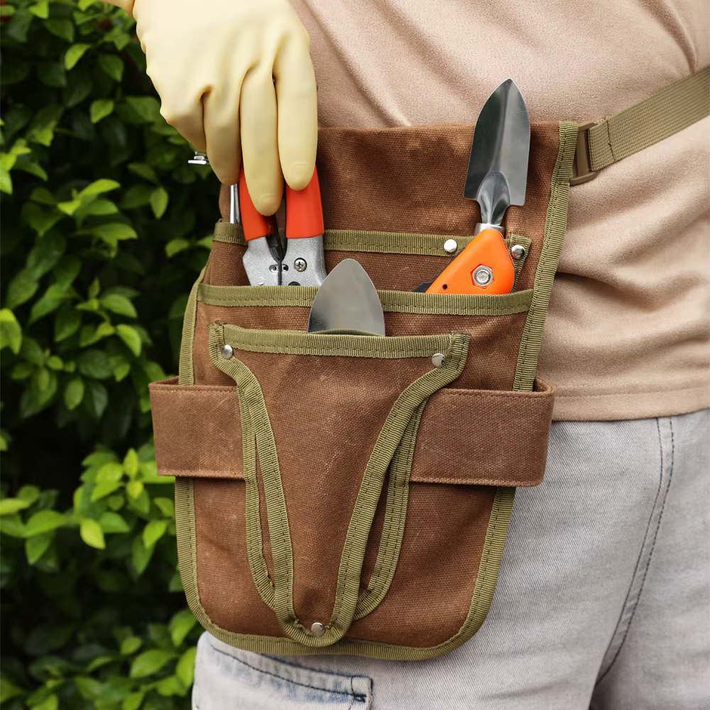 Ceinture porte-outils de jardin en toile robuste avec plusieurs poches, petite pochette pour outils de jardinage en extérieur