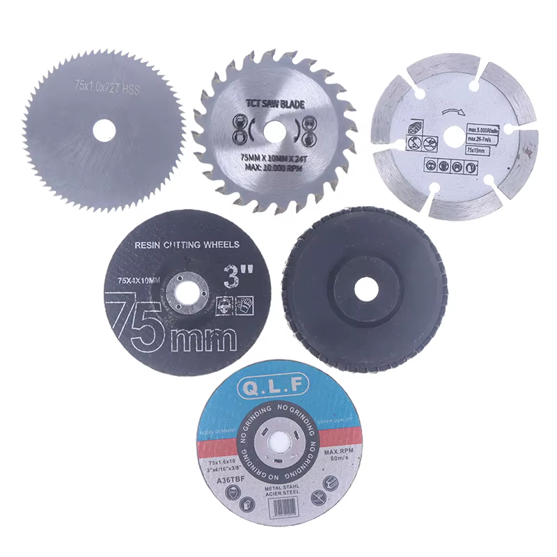 7 pièces/ensemble 75mm jeu de disques de coupe bricolage carrelage bois métal disque
