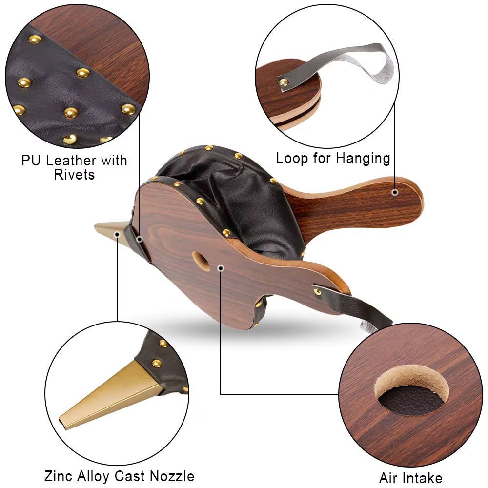 Souffleur d'air manuel portable pour foyer, mini soufflette à bois pour cheminée, camping, barbecue, allumage rapide
