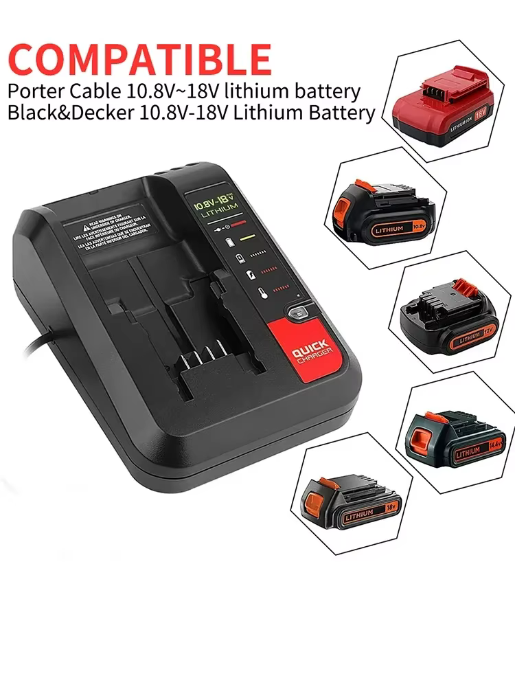 Batterie pour Black & Decker 20V Lader Eddie Ion Oplader, vitation Kabel Stanley 10.8V 14.4V 18V PCC690L L2ADavid FMC690L FMC688L