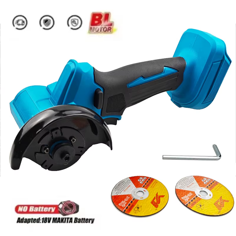 Makita – Mini meuleuse d'angle sans fil de 3 pouces, Machine à polir, meuleuse de coupe en diamant + 2 disques de coupe, outil électrique pour batterie 18V
