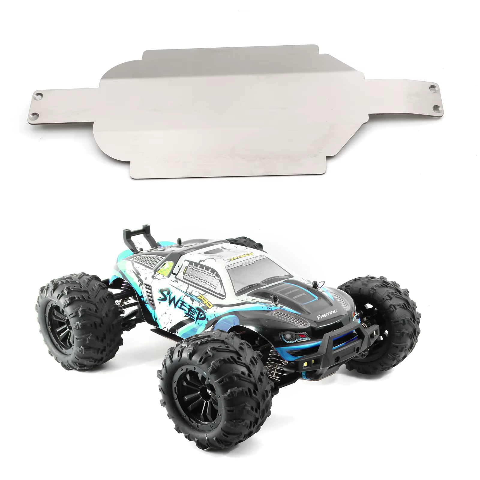 SCY 16101 16102 16103 Pro châssis en acier inoxydable armure boîte de vitesses protecteur plaque antidérapante 1/16 RC voiture mise à niveau pièces accessoires