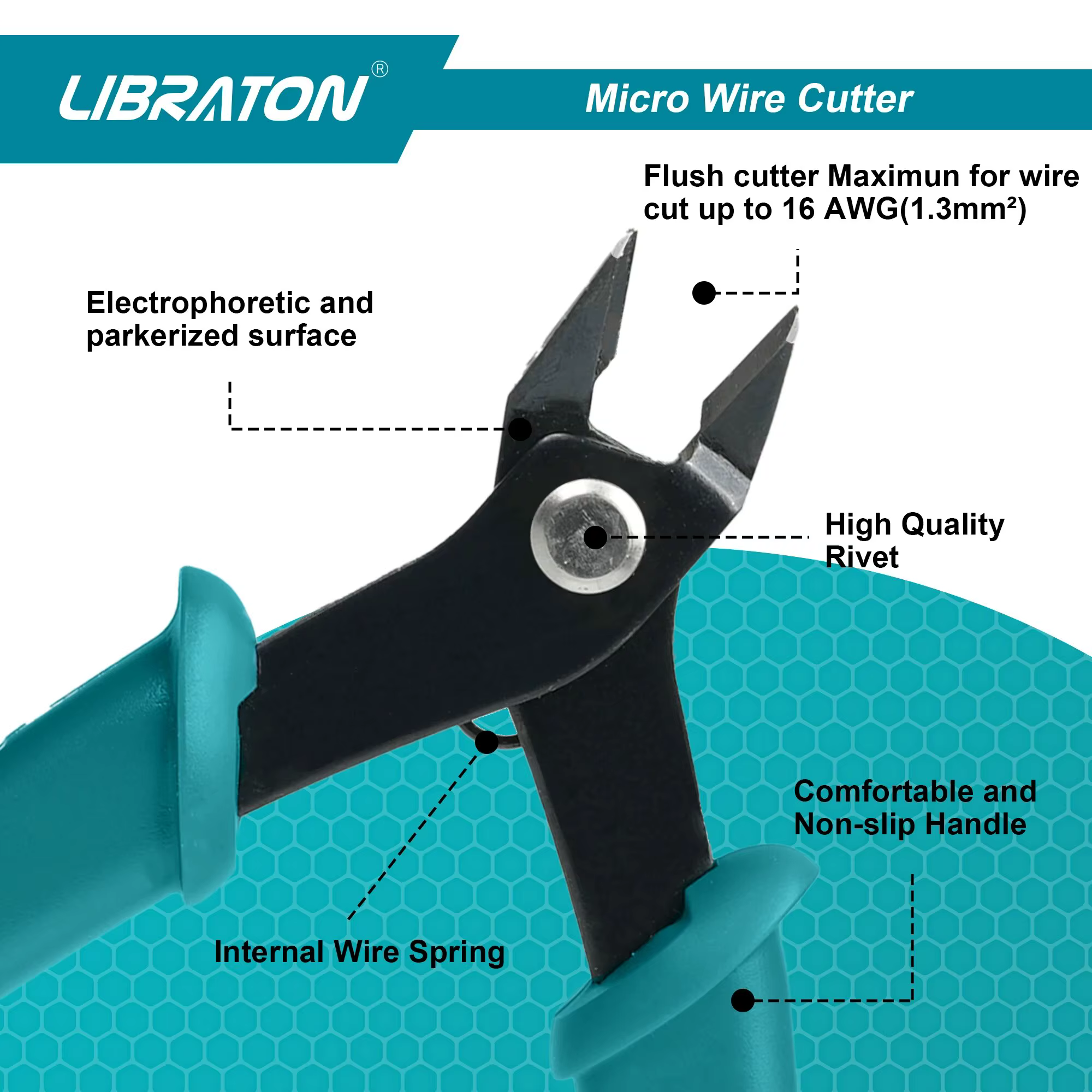LIBRATON Micro coupe-fil électronique de précision coupe affleurante et pince coupante latérale