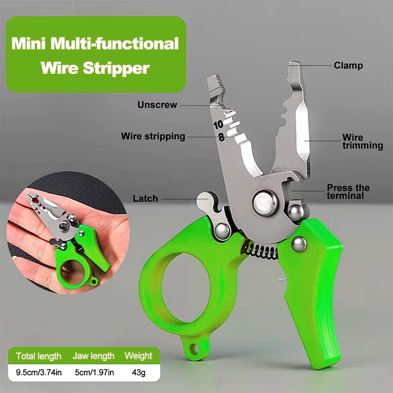 Mini-pinces à dénuder multifonctionnelles de poche pour électriciens – Outil de coupe et de sertissage de câbles