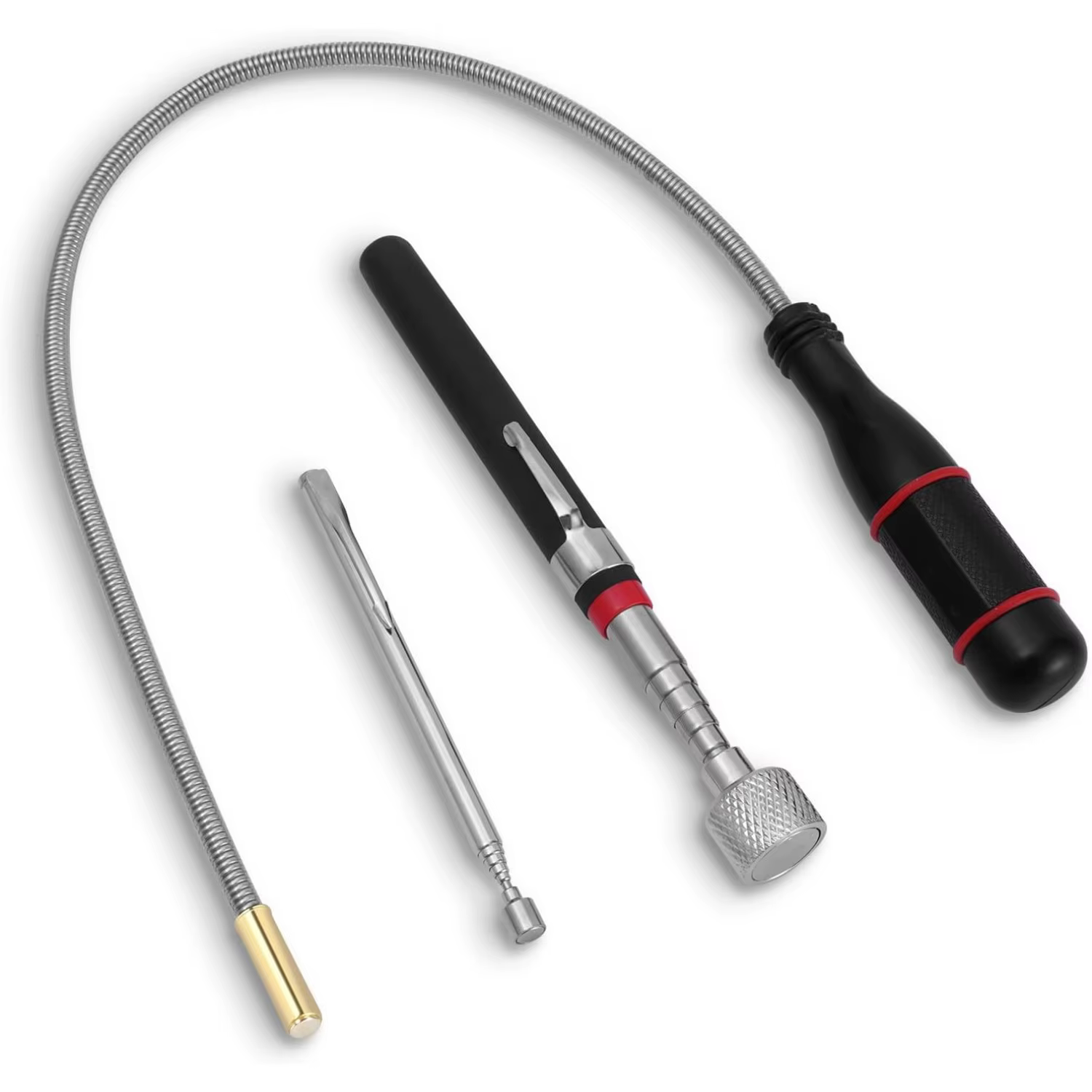 Ensemble de 3 outils de ramassage magnétiques télescopiques flexibles longs pour la réparation automobile