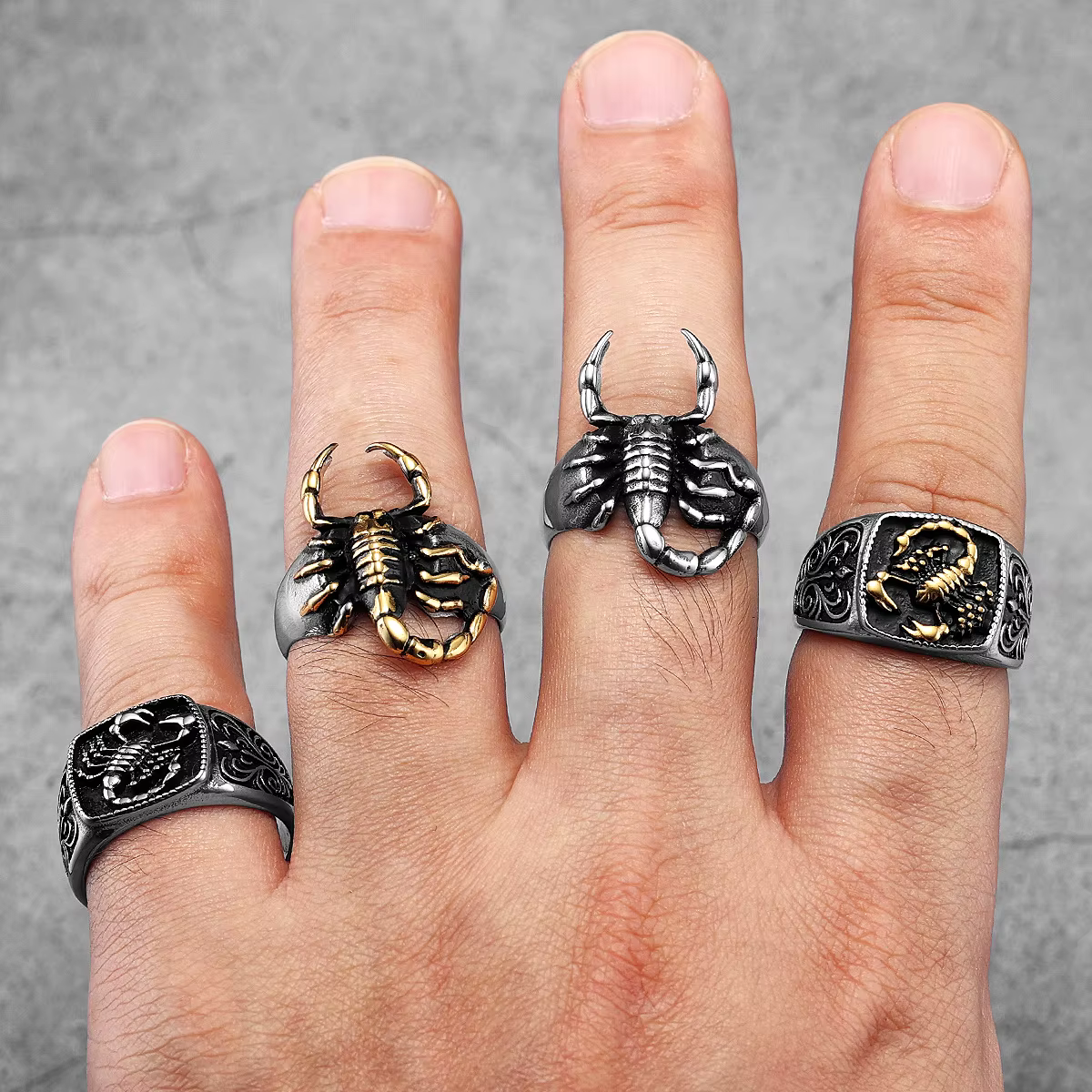 Scorpion-Bagues carrées en acier inoxydable pour hommes et femmes, Punk, Bijoux fantaisie, Cadeau créatif, Vente en gros, Dropshipping, Nouveau