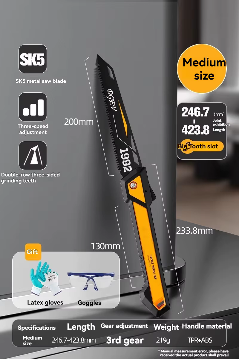 Scie à main pliable réglable en acier DGEV SK5
