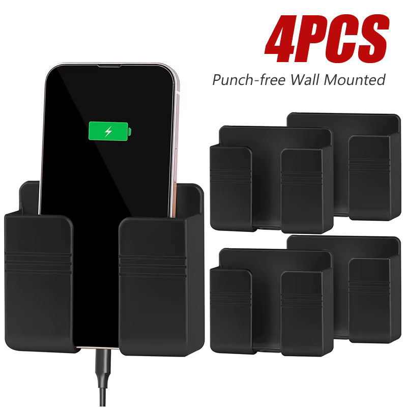 Boîte de rangement murale multifonction sans poinçon, 4/2/1 pièces, organisateur de télécommande TV, prise de téléphone portable montée, support de charge
