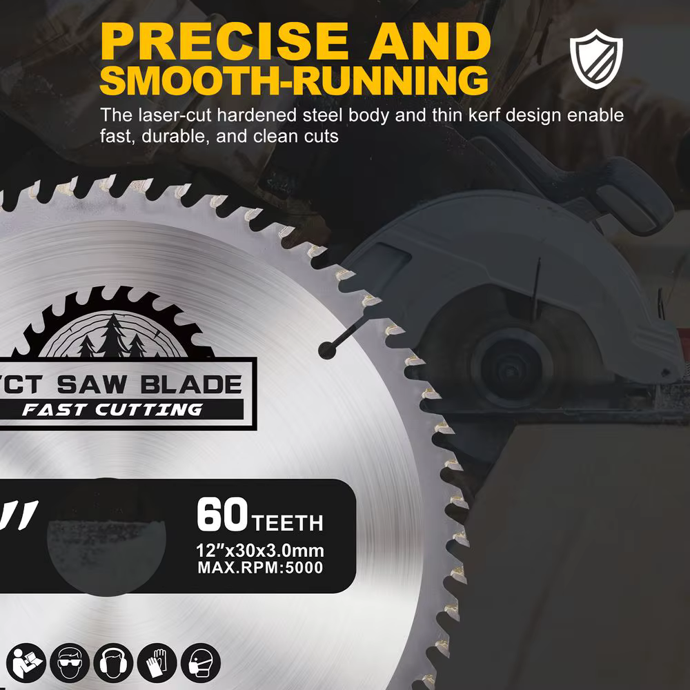 CMCP 1 pièce 12 ''300mm lame de scie circulaire en carbure 60 dents TCT disque de coupe du bois alésage 30mm