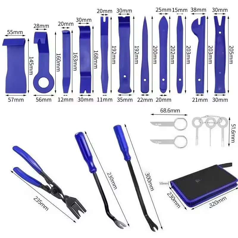 Nouvel ensemble d'outils manuels pour voiture, kit d'outils de démontage automobile, outil de réparation stéréo, outils de démontage de tableau de bord, outils de démontage de garnitures intérieures e