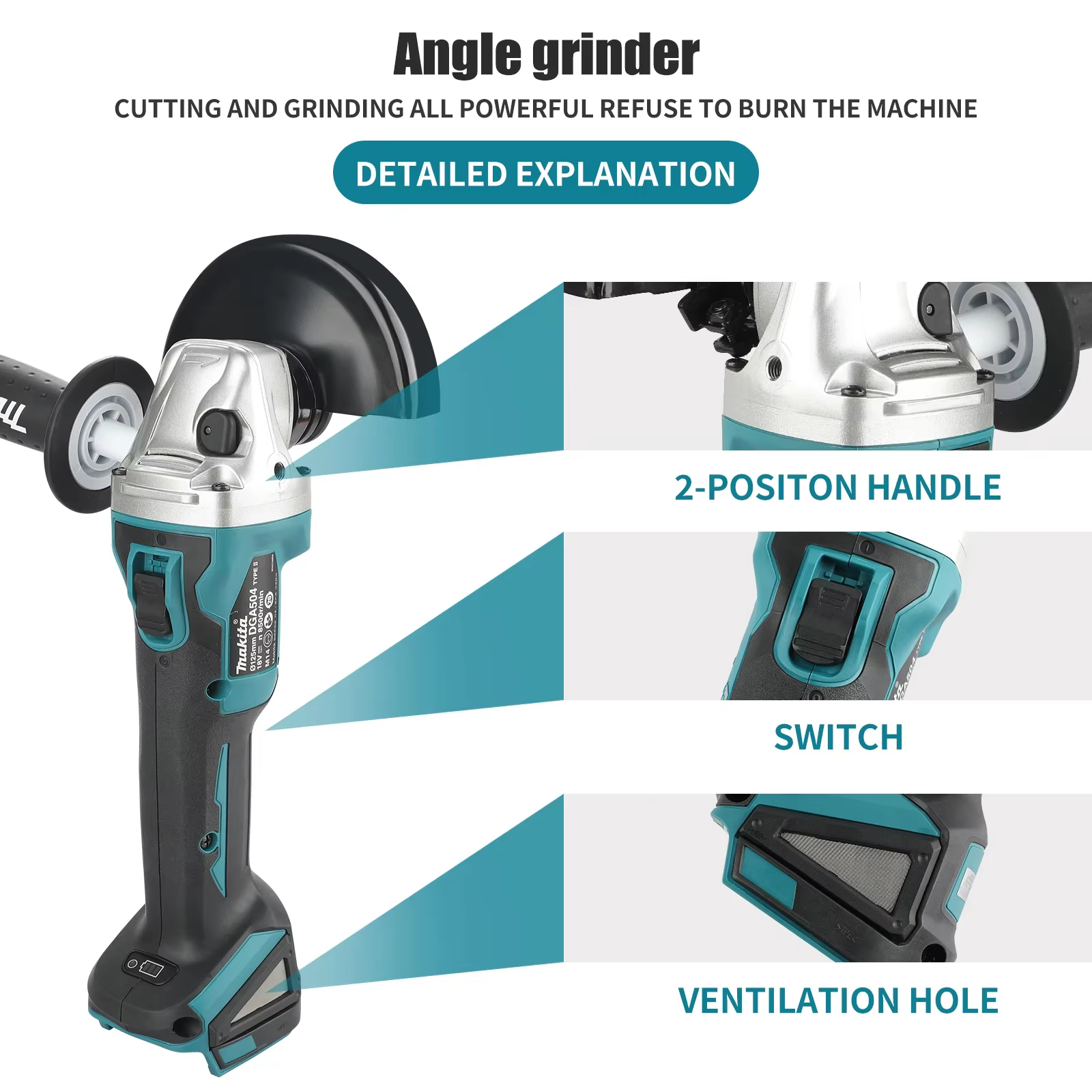 Nouvelle meuleuse d'angle électrique sans fil Makita DGA404 18V 125mm