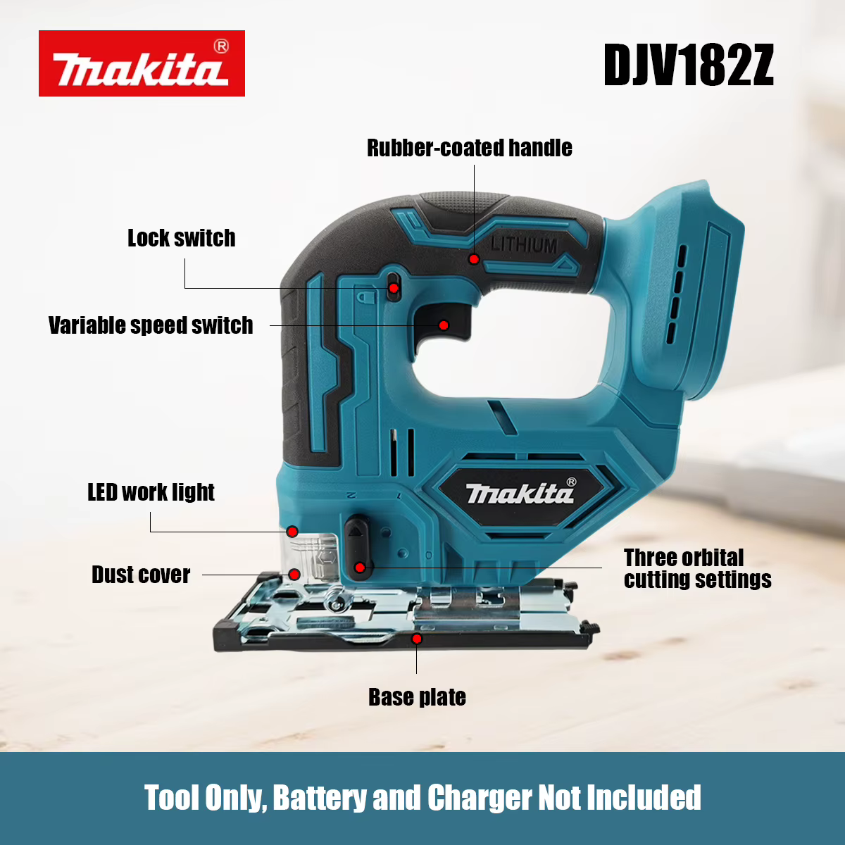 Scie sauteuse électrique sans fil Makita DJV182Z
