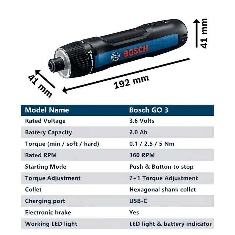 BOSCH GO3 3.6V tournevis Rechargeable nouveau modèle sans brosse sans fil multifonctionnel maison technicien industriel Mini outils électriques