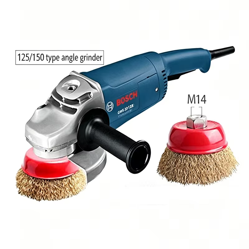 Brosse métallique de 4 pouces (125/150 mm) pour meuleuse d'angle - Outil de décapage de la rouille et de polissage des métaux