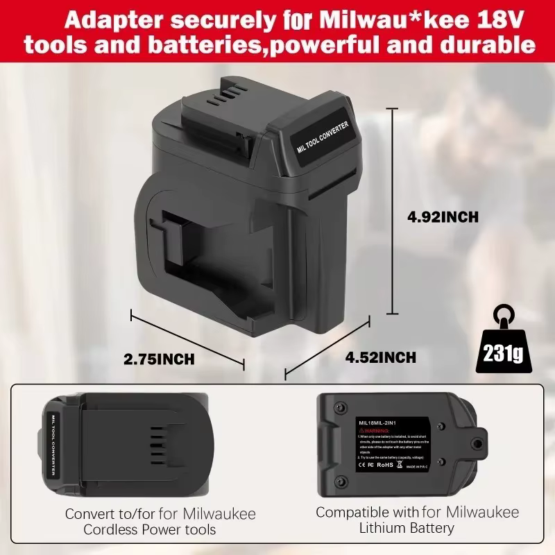 Adaptateur de batterie pour outils électriques MIL18MIL 2 en 1 pour Milwaukee